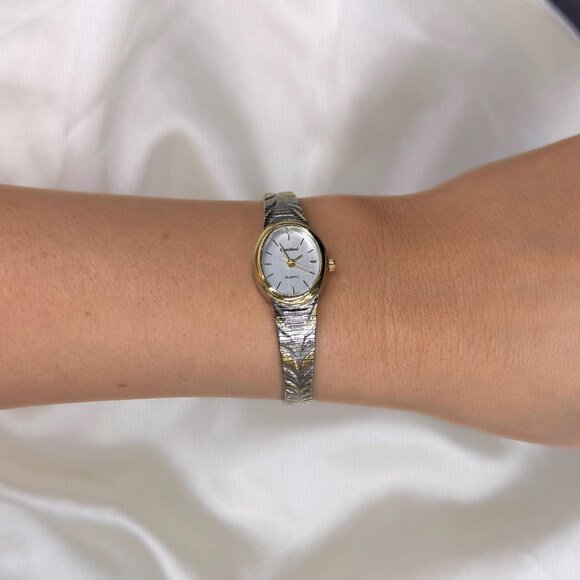 Vintage Cardinal Two Tone Silver Gold Bracelet Watch Quartz Dainty Classic 90s - Picture 2 of 5